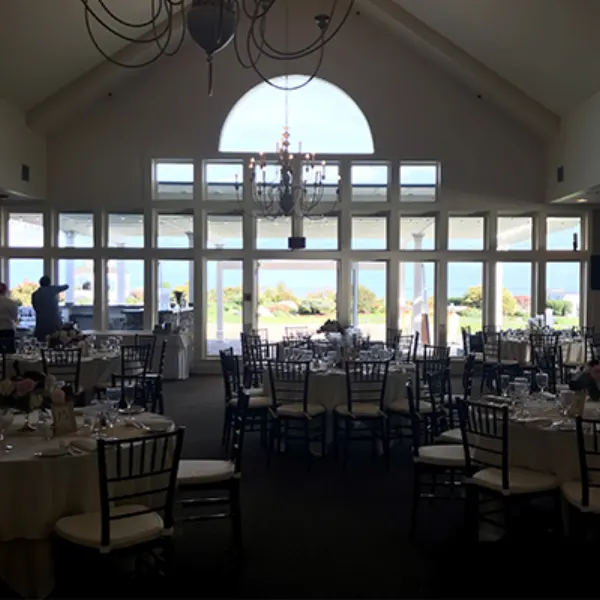 Bay Ballroom set for dinner