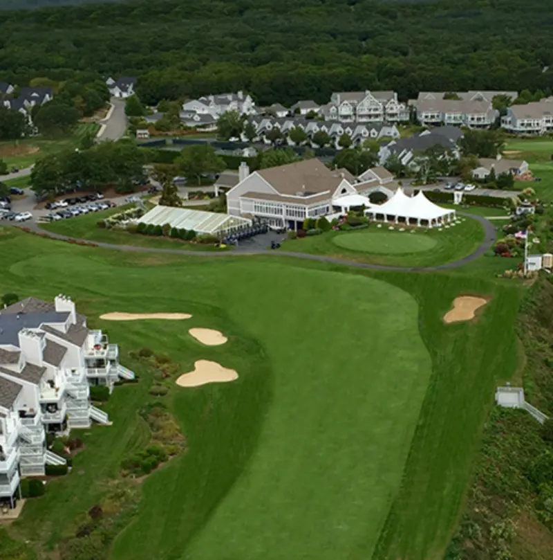 Fairway running past the oceanfront condominiums
