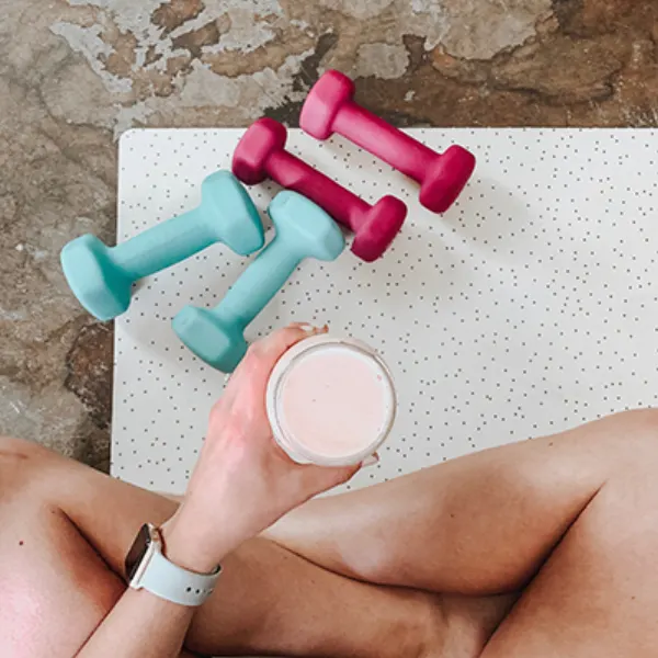Hand weights and a protein shake