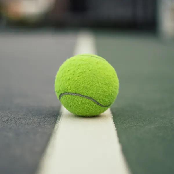 Tennis ball on a court line