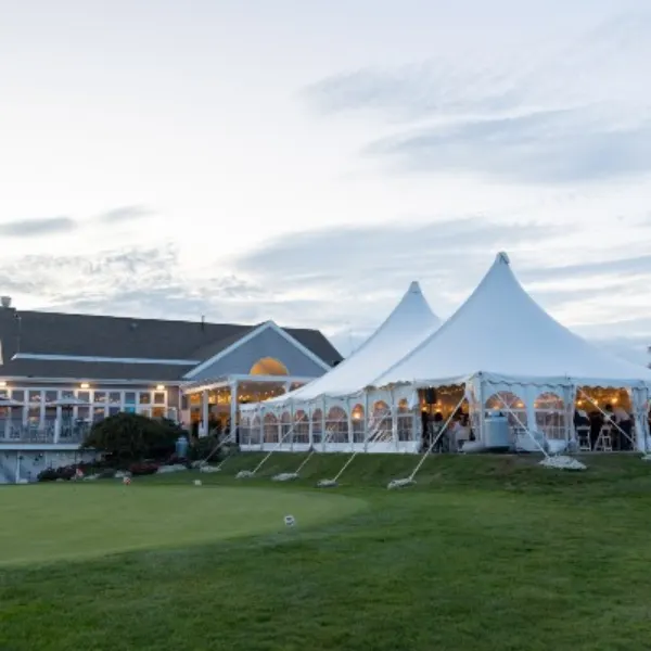 The event tent beside the clubhouse